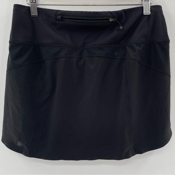 Athleta Run With It Sporty Tennis Prep Black Skort 14" Size Medium Preppy Active - Picture 6 of 9